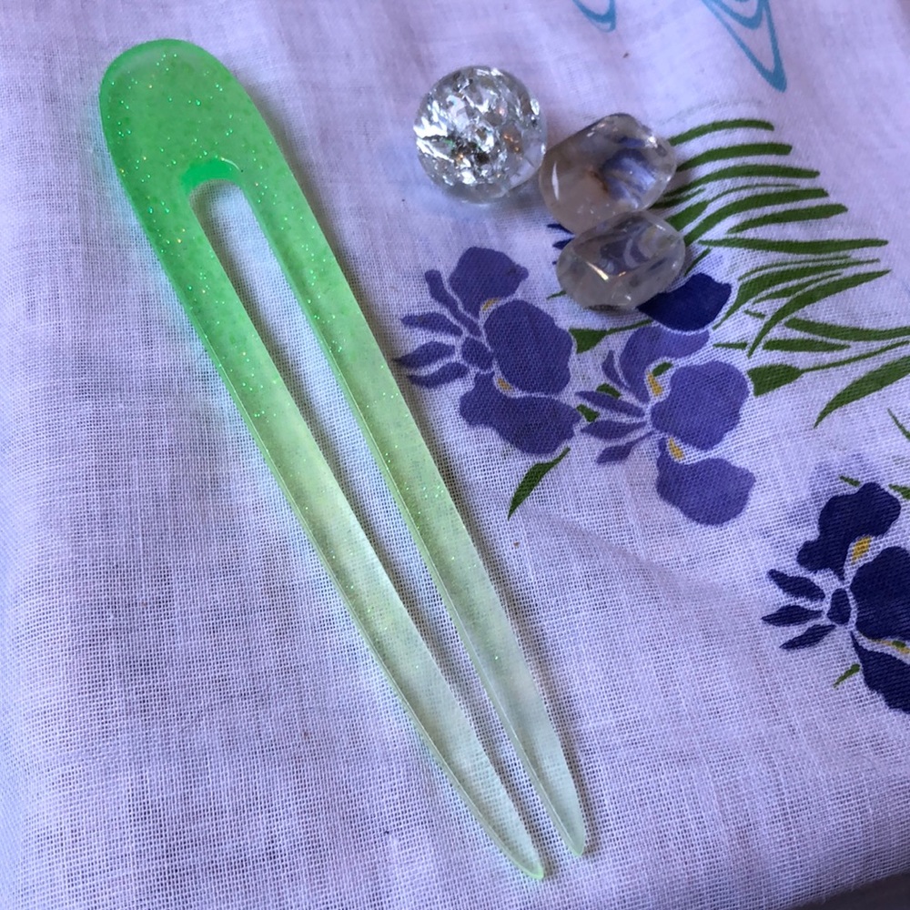 Handmade ombré resin hair stick